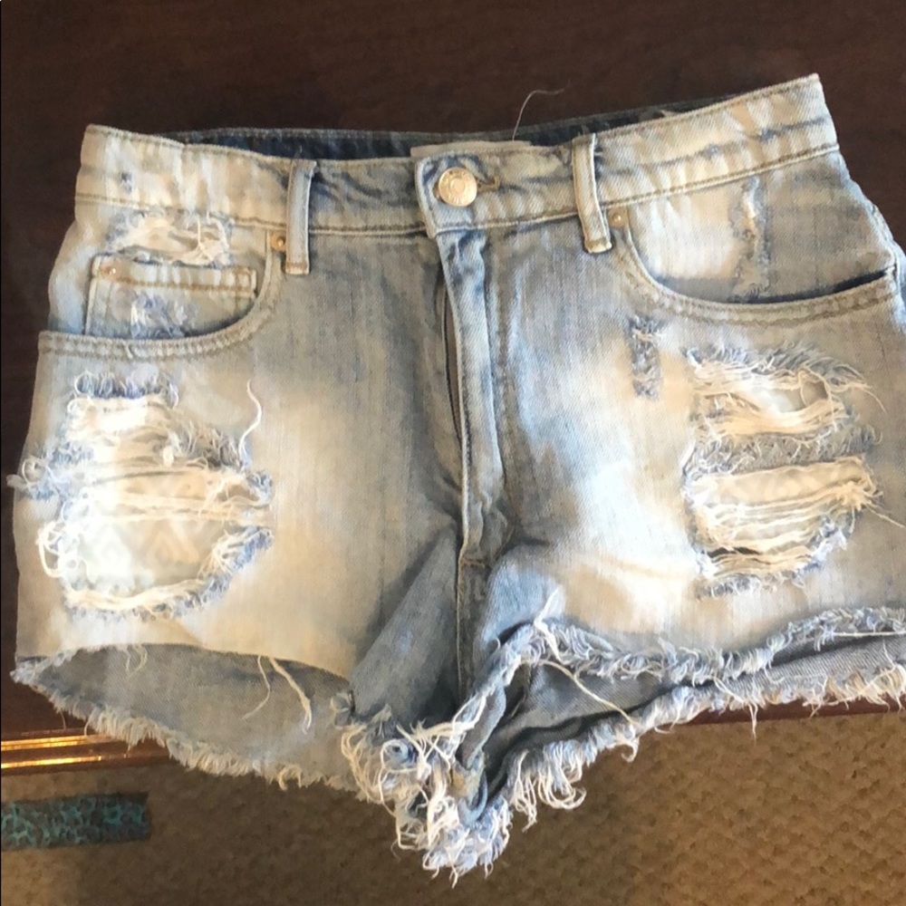 High-waisted denim shorts